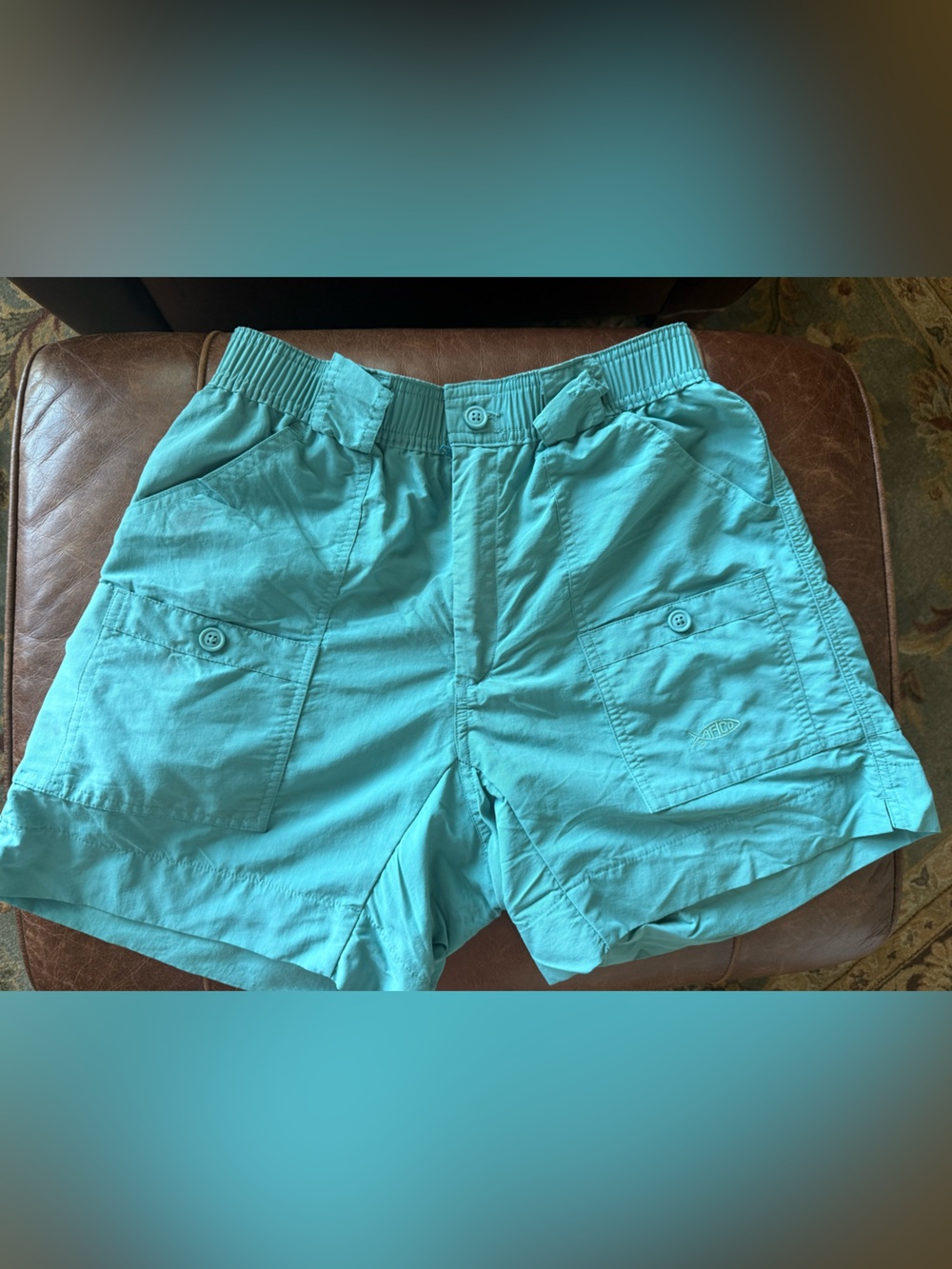 AFTCO Turquoise Green Original Fishing Shorts Size 30